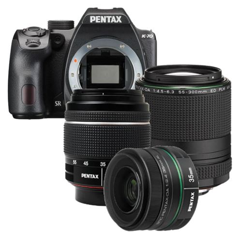 Pentax K-70 Black + 18-55mm WR + 55-300mm RE PLM + 35mm F2.4